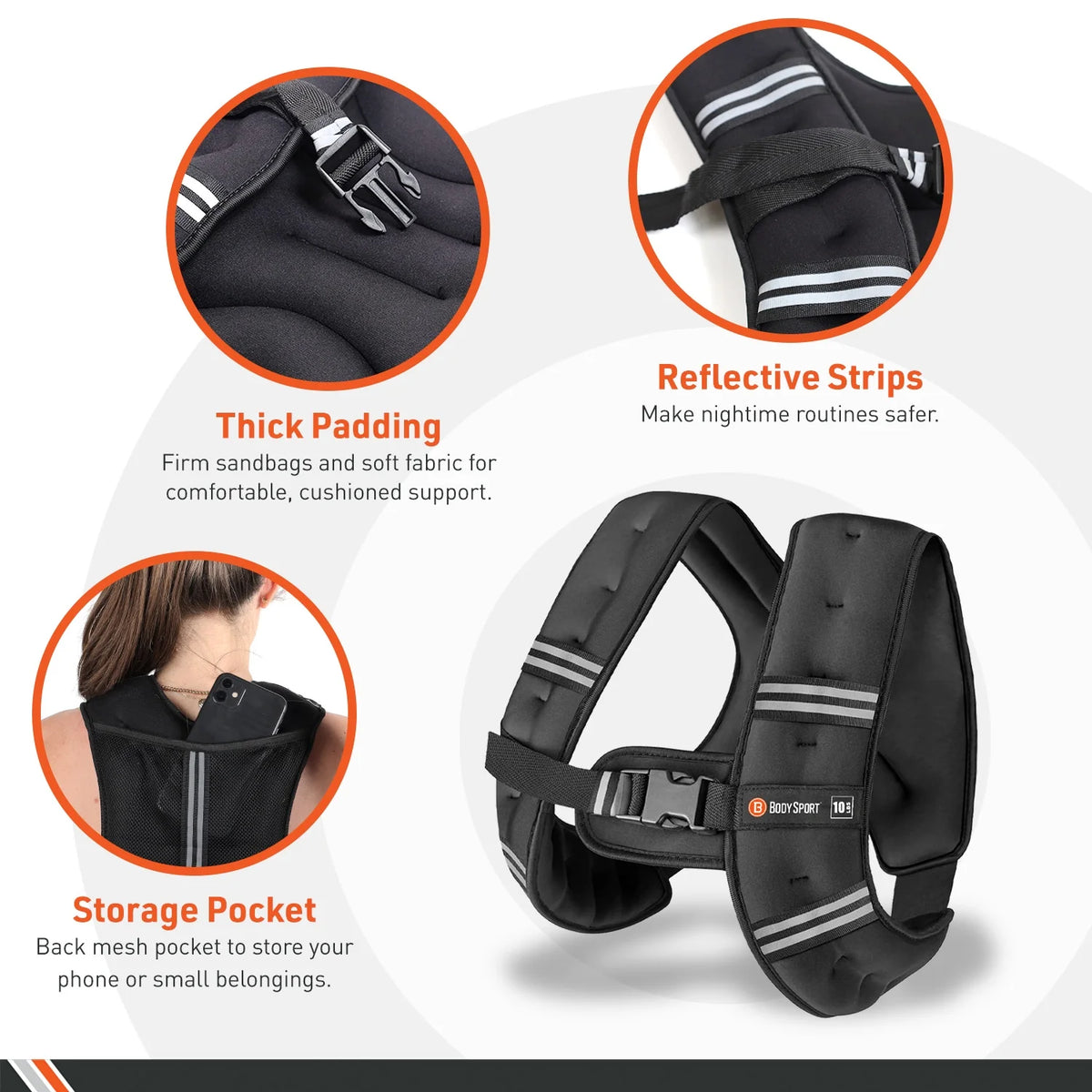 Weighted Vest, 15 Lb. - Adjustable Fitness Vest for Strength Training, Running, Walking, and Endurance Workouts