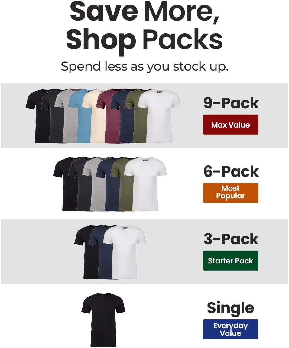 Men'S T-Shirts - Short Sleeve Crew Neck Soft Fitted Tees S - 4XL
