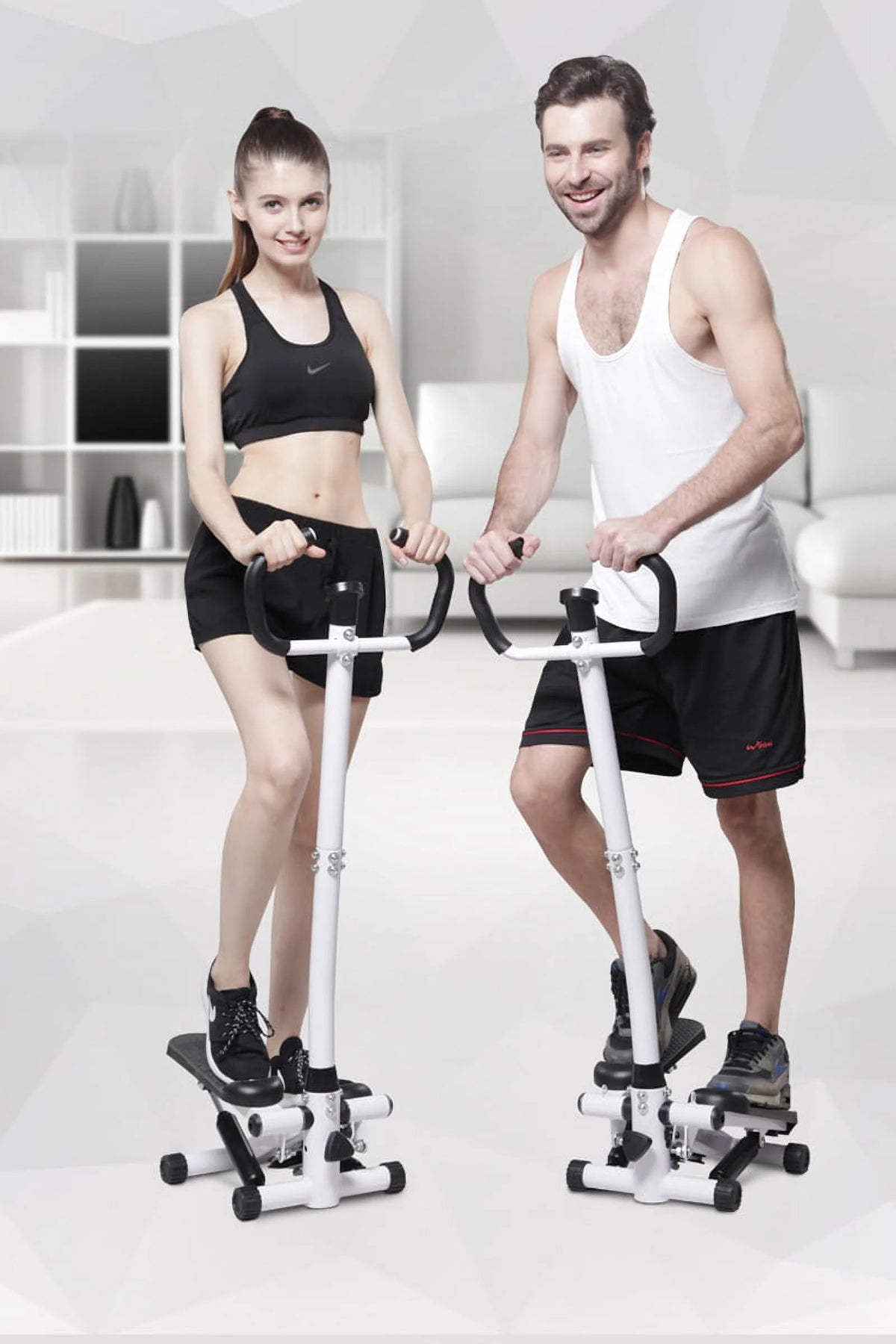 Stair Stepper Machine with 2-Drawstring, Black