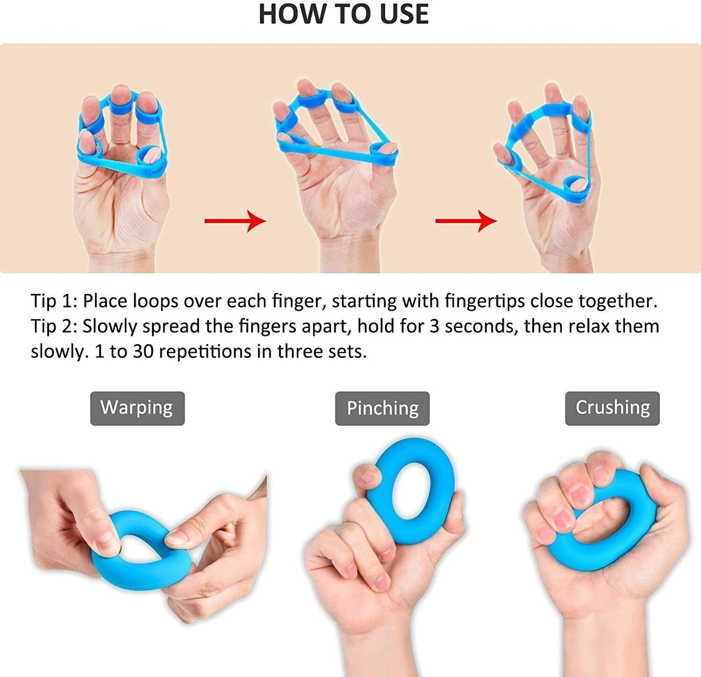 Finger Exerciser Hand Strengthener Wrist Forearm Grip Trainer Resistance Band